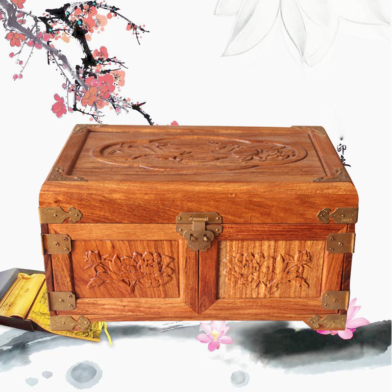 非洲花梨盒雕花首饰盒微小家具