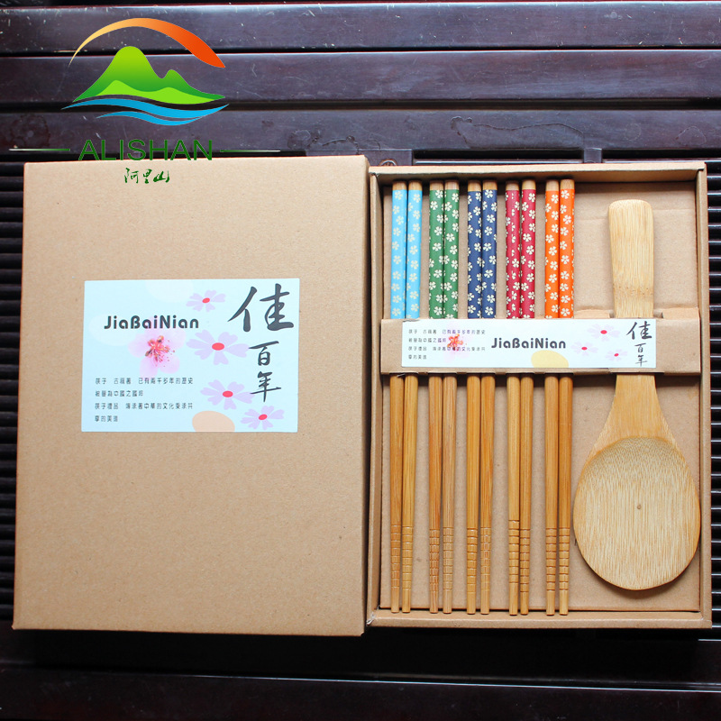 日式樱花5双套装定做礼品筷子厂家大量直销