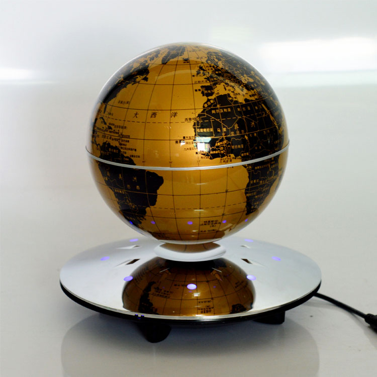 磁悬浮地球仪4寸6寸电镀带灯底座自动旋转工艺礼品 磁悬浮地球仪6寸