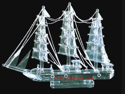 水晶船水晶帆船水晶工艺品批发水晶船图片