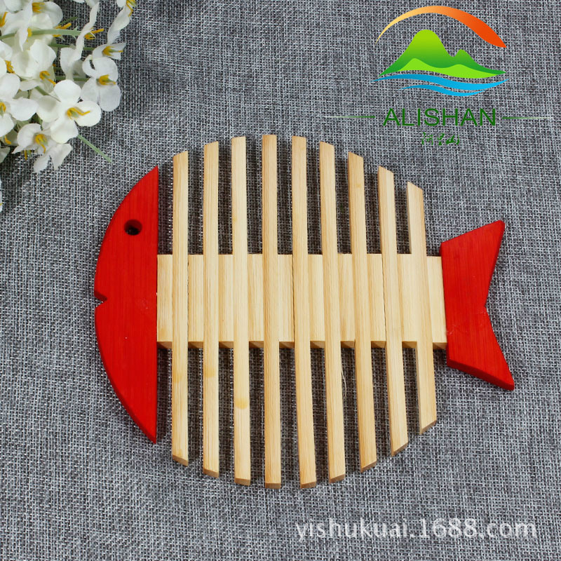 日式鱼形精美餐垫 楠竹饭垫 杯垫 竹垫 防滑 隔热图片