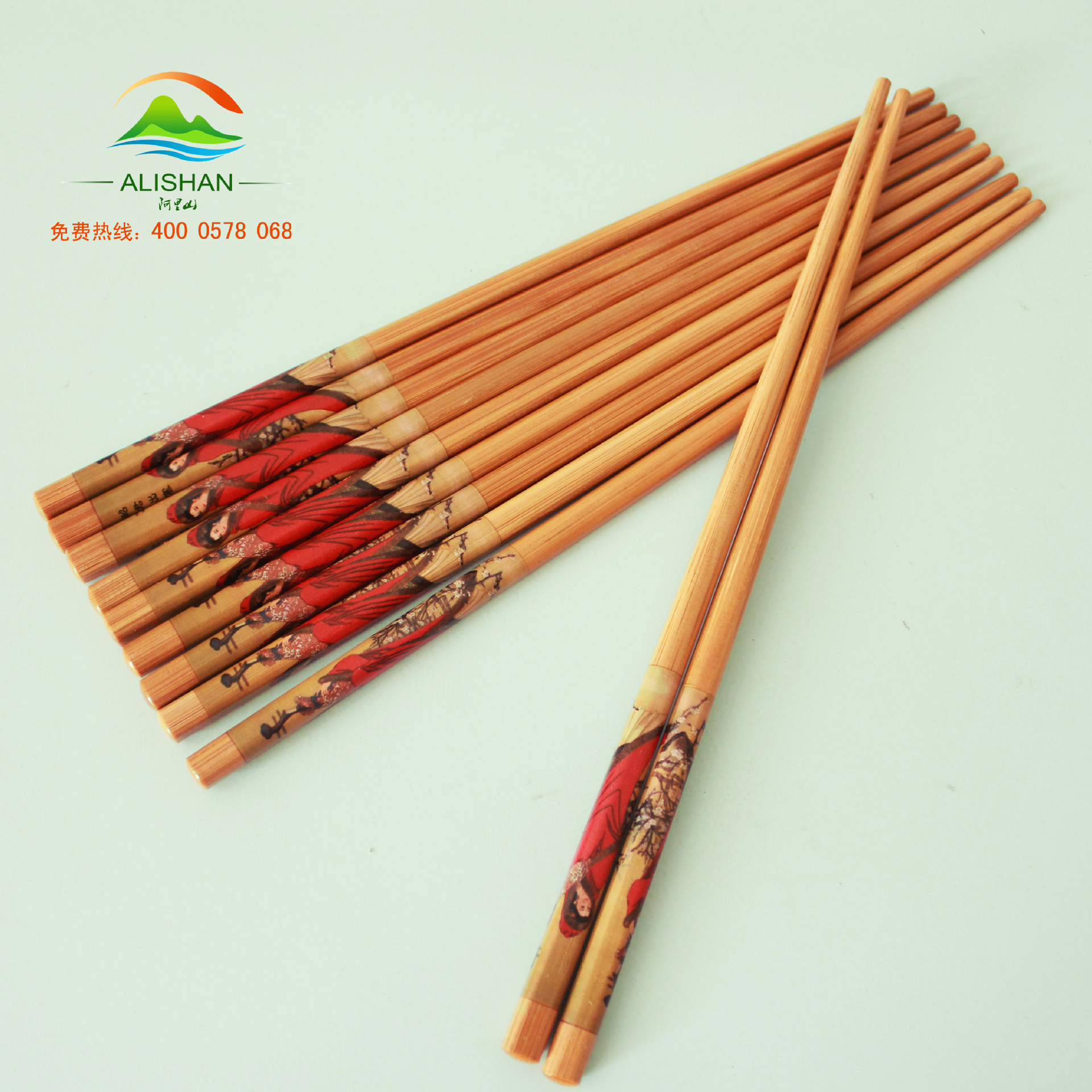中国风古典筷子不发霉不退色   日式仕女图竹筷子图片