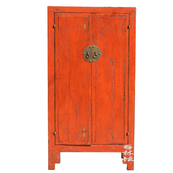 中式衣柜收纳2门河南柜卧室立柜实木 手工复古做旧定做家具红特价图片