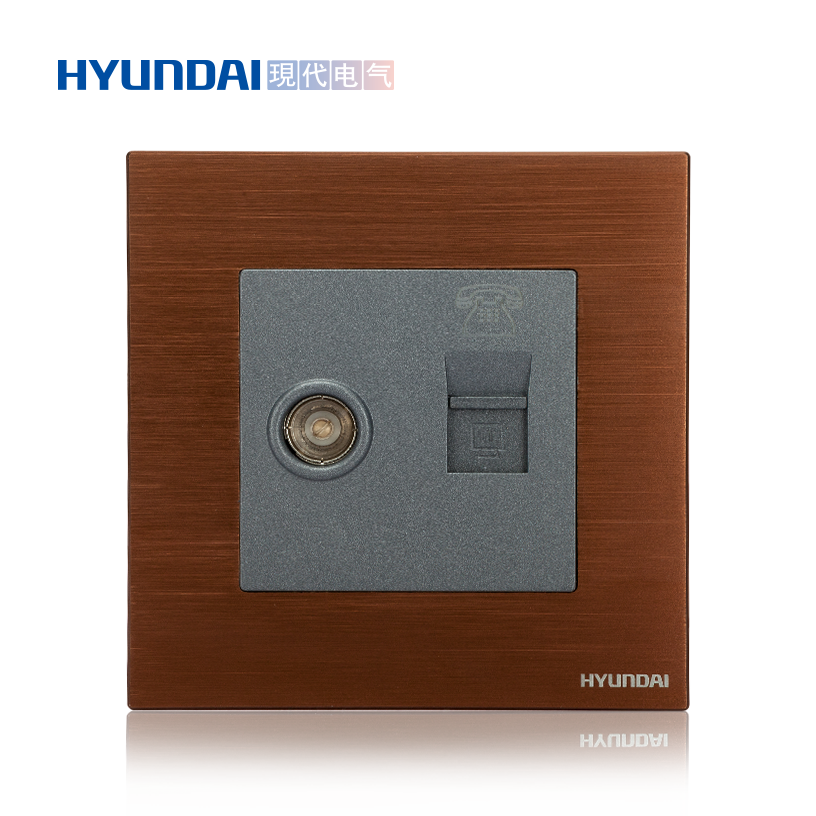 现代开关插座hyundai新款热卖插座K70系列86型一位电视+电话插座图片