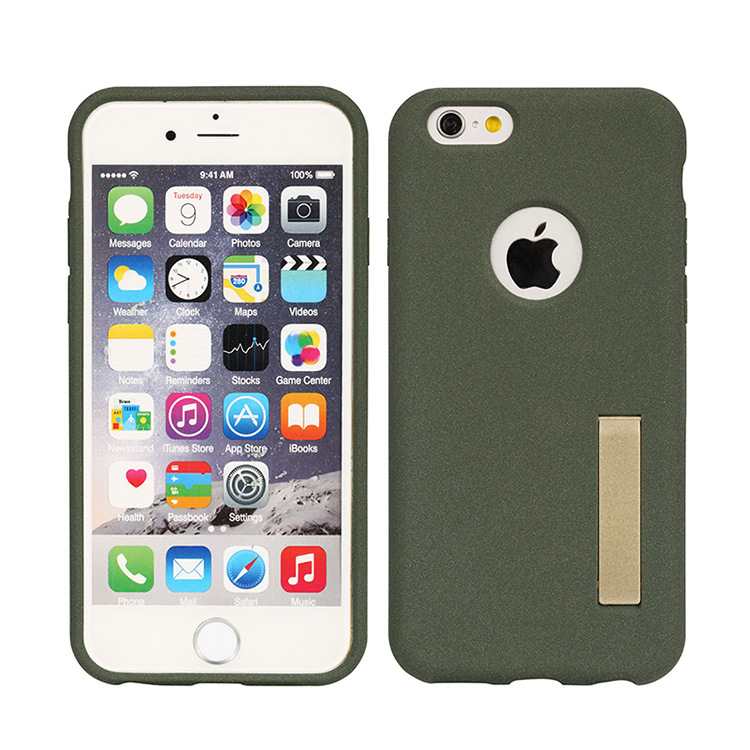 【托马图】厂家批发 绒毛漆喷砂支架手机壳 iPhone6/plus手机保护套