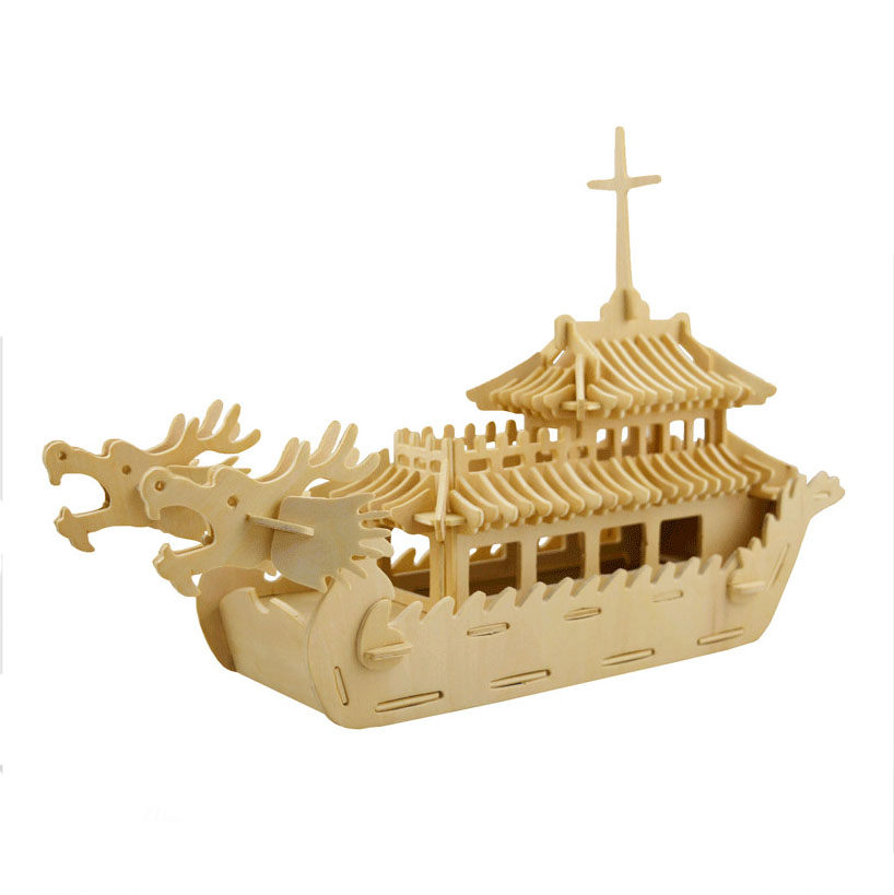 供应木制3D立体玩具儿童益智木制工艺品拼图巡洋舰木质3D 模型拼
