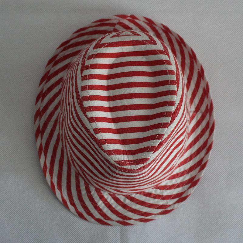 东莞市红白色条纹布定型牛仔帽礼帽厂家红白色条纹布定型牛仔帽礼帽