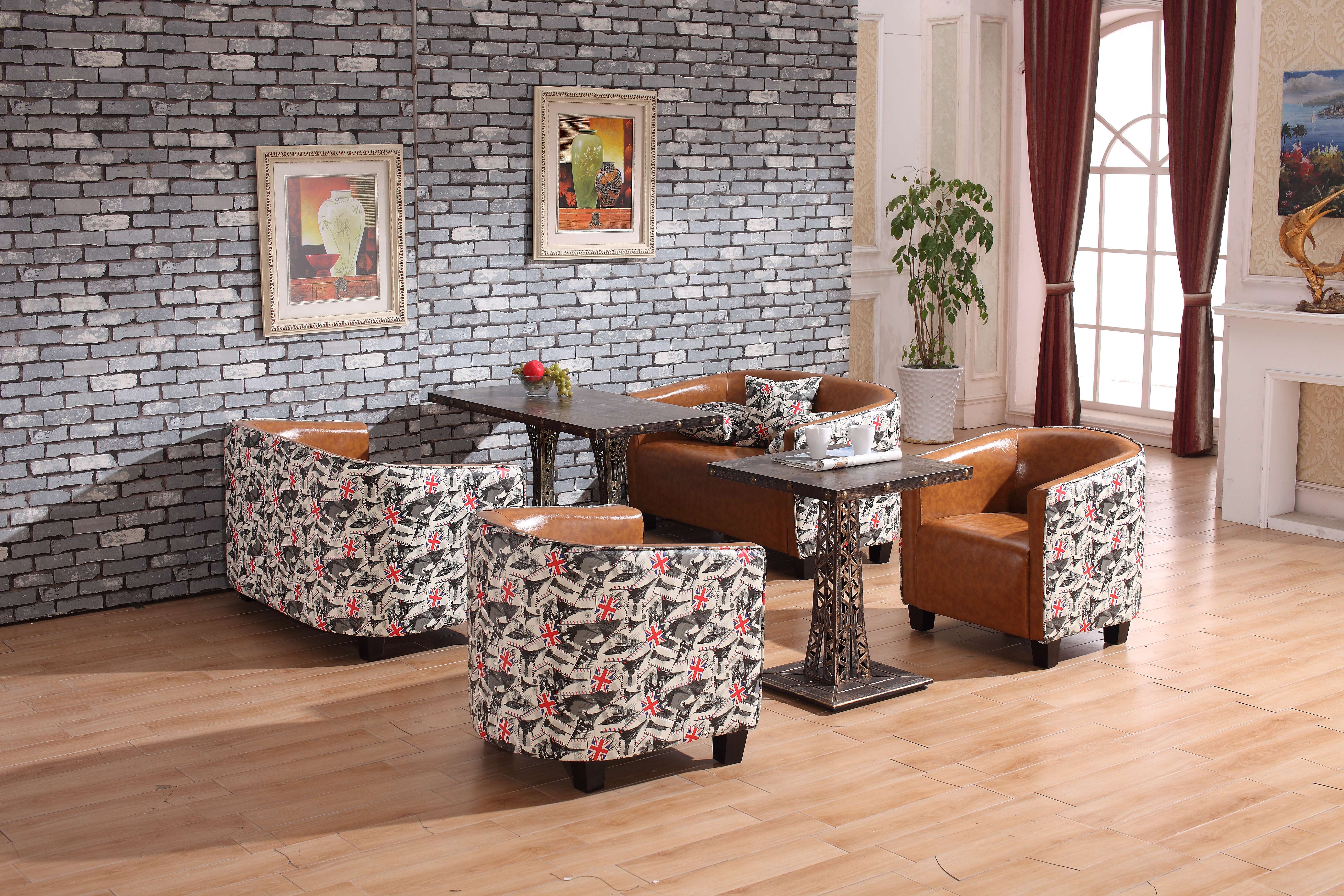 咖啡厅奶茶店休闲沙发 铆钉沙发卡座桌椅组合 厂家直销西餐厅沙发 厂家咖啡厅个性简约沙发定做