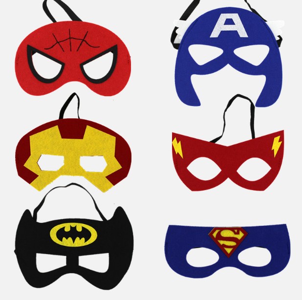 万圣节化妆舞台可爱装扮面具眼罩蜘蛛侠超人蝙蝠侠儿童毛毡面具图片