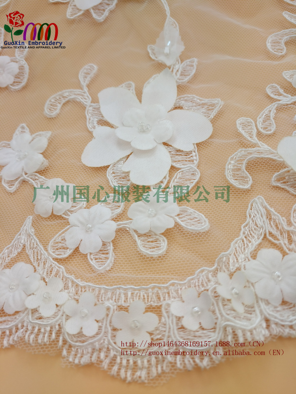 婚纱礼服蕾丝3D立体花  蕾丝花边面料 时尚女装面料