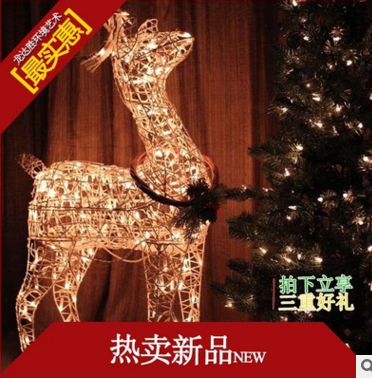 厂家供应新款圣诞节装饰高档铁艺工艺品驯鹿酒店商场场景布置图片