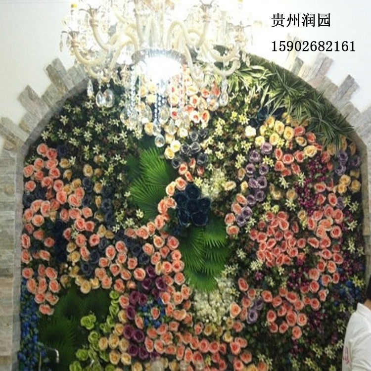 六盘水仿真花艺墙壁设计，植物屏风设计单位专业壁挂花盆安装图片