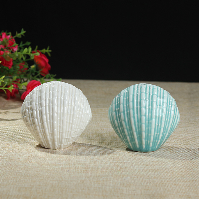 新款优质陶瓷食品椒盐罐 创意贝壳家居精致彩绘陶瓷摆饰