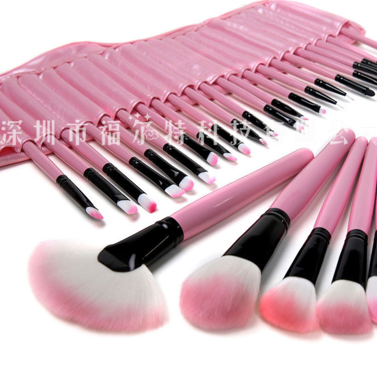 特价24支原木色粉色黑色马毛化妆刷套装化妆工具亚马逊速卖通ebay