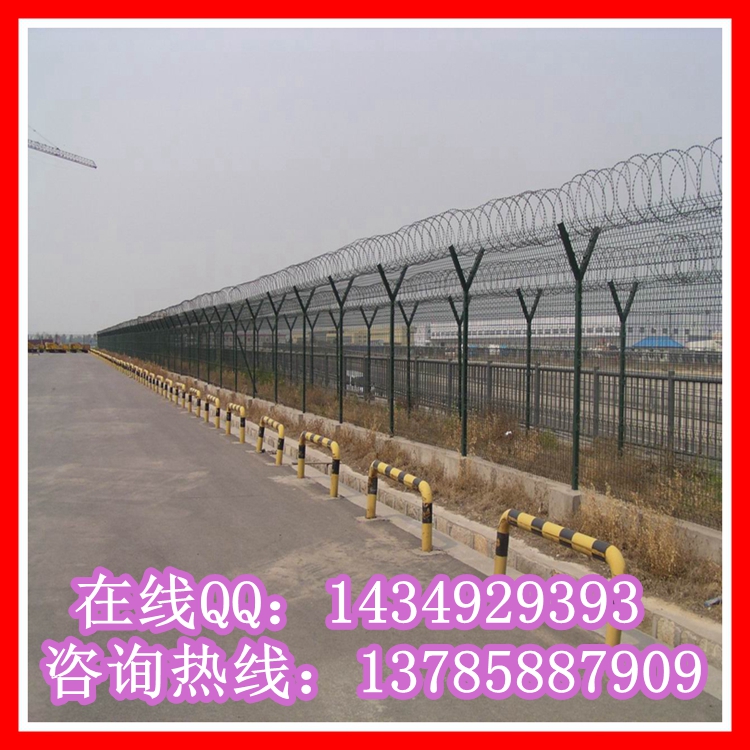 厂家直销飞机场护栏网机场隔离栅Y型柱防护铁丝网机场围网