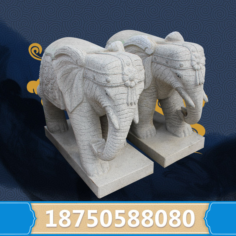 1.5米石雕石大象加工厂直销惠安石雕专业厂家直销动物雕塑工艺品图片