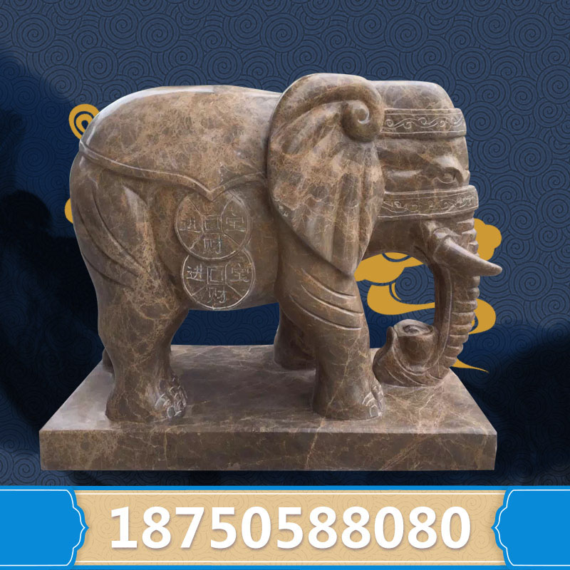 大理石大象摆件吉祥如意福建惠安石雕厂家低价直售货期保障图片