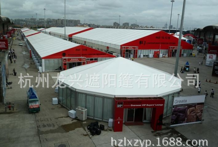 浙江杭州超大工地篷房订做厂家尖顶遮光遮阳玻璃帐篷多边形尖顶图片