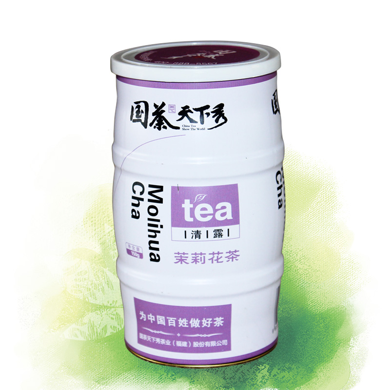 国茶天下秀 清露茉莉花茶150g异形罐装 绿色茶叶 福州花茶