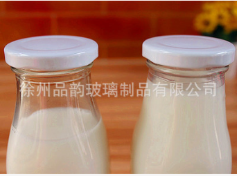 徐州市马口铁盖星巴克玻璃奶瓶厂家厂家直销300ml马口铁盖星巴克玻璃奶瓶无铅耐高温饮料玻璃瓶