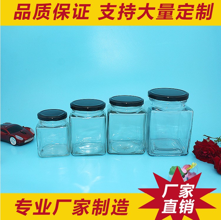 徐州厂家供应四棱蜂蜜玻璃瓶 方形玻璃酱菜瓶 果酱瓶 100mL蜂蜜瓶图片