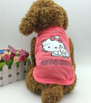 厂家销售狗狗衣服卡通网格T恤 宠物春夏装中小型犬狗狗背心泰迪宠物衣服