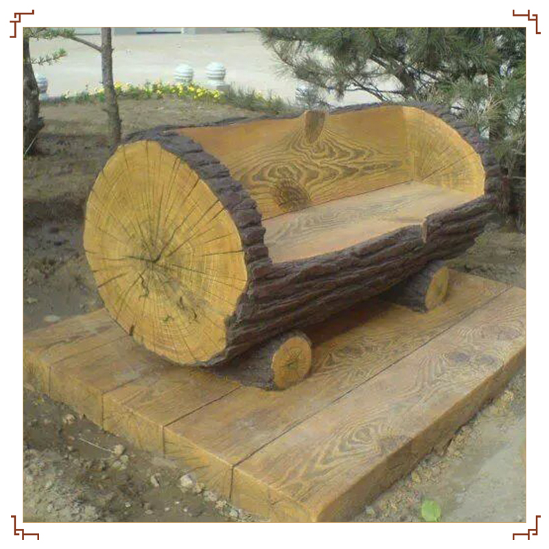 园林景观设计工程施工仿木纹水泥构件厂家定制  新疆乌鲁木齐水泥仿木纹