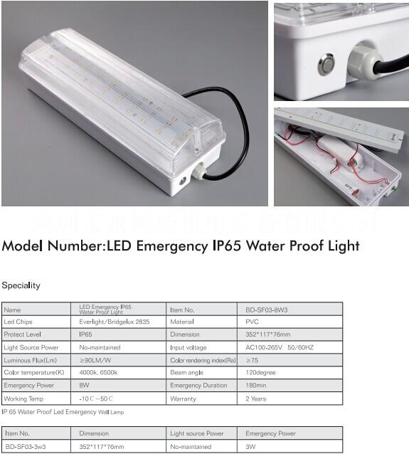 LED应急壁灯0.3米，三防灯，LED方向指示灯，带应急功能，LED防雾灯3W