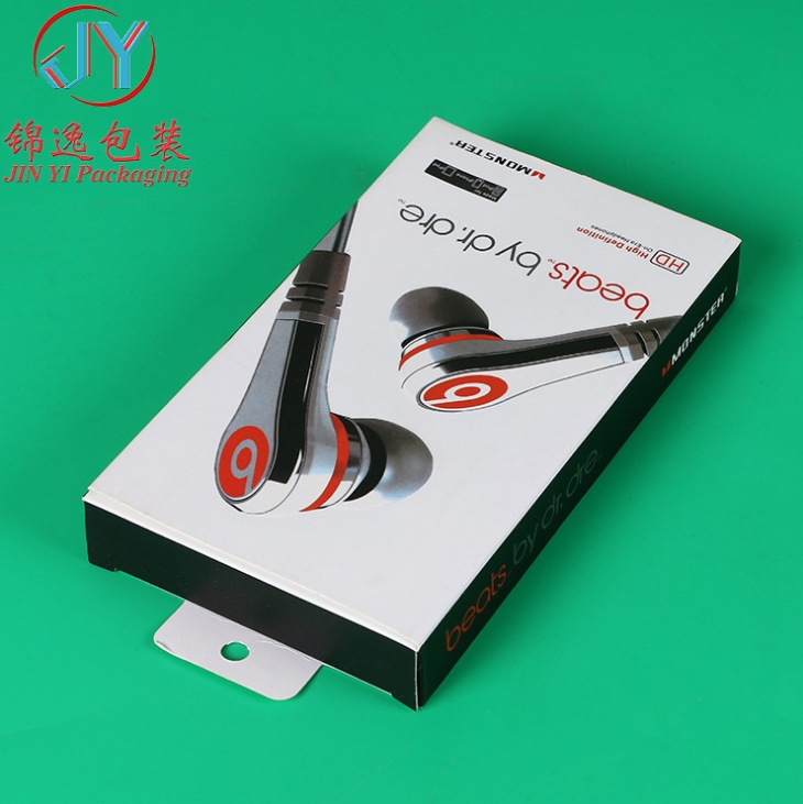 耳机包装盒热销定制创意耳机包装盒 翻页式耳机展示透明开窗包装纸盒