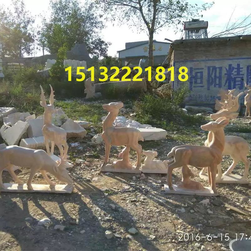 动物雕塑石雕鹿  动物雕塑石雕鹿 晚霞红石雕鹿