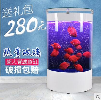 半圆形生态鱼缸创意欧式玻璃鱼缸落地免换水靠墙观赏鱼水族箱客厅