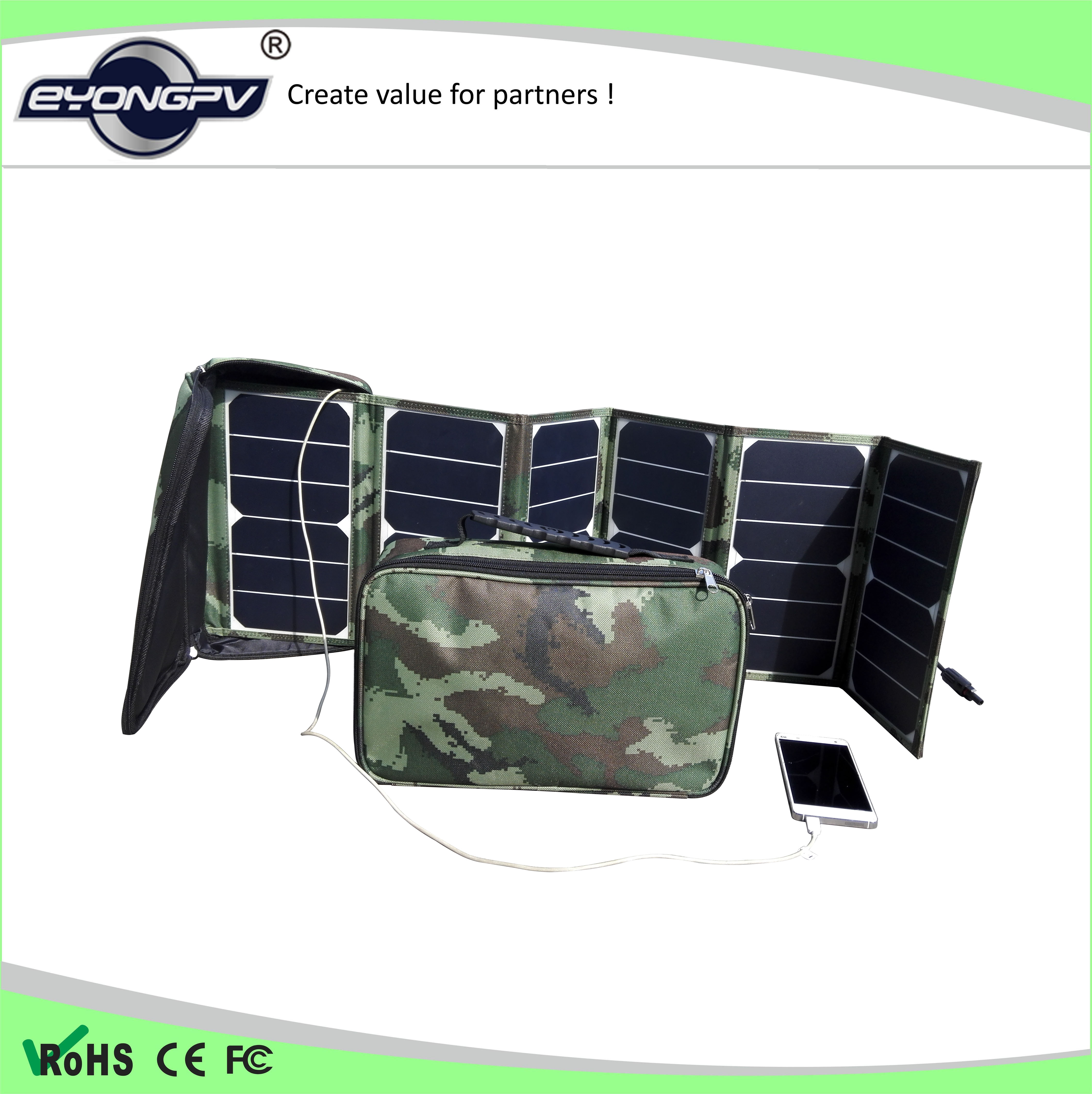 40W高效Sunpower折叠太阳能充电包 便携式太阳能电池板 40W折叠太阳能充电包
