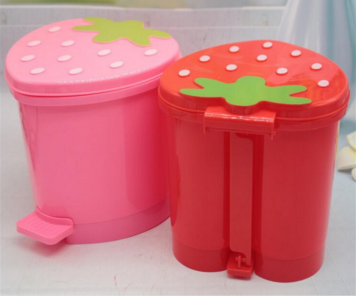 汇品美迷你桌面心形垃圾桶办公室卧室小收纳桶 草莓垃圾桶厂家直销 广东揭阳草莓垃圾桶