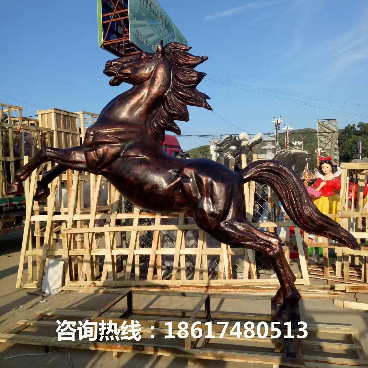 厂家直销玻璃钢马雕塑摆件，大型马雕塑，仿铜马彩绘马雕塑