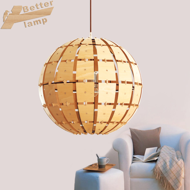 创意发光木艺圆球吊灯照明装饰双用