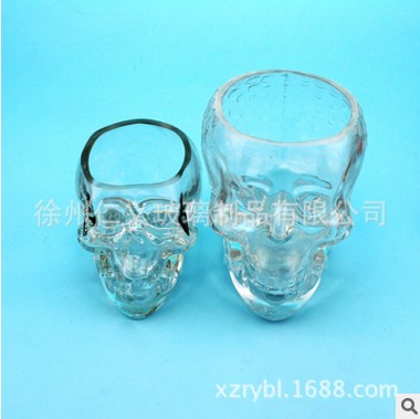 厂家供应创意骷颅头透明玻璃酒杯 定制异形玻璃啤酒杯 定制加工 骷颅头酒杯