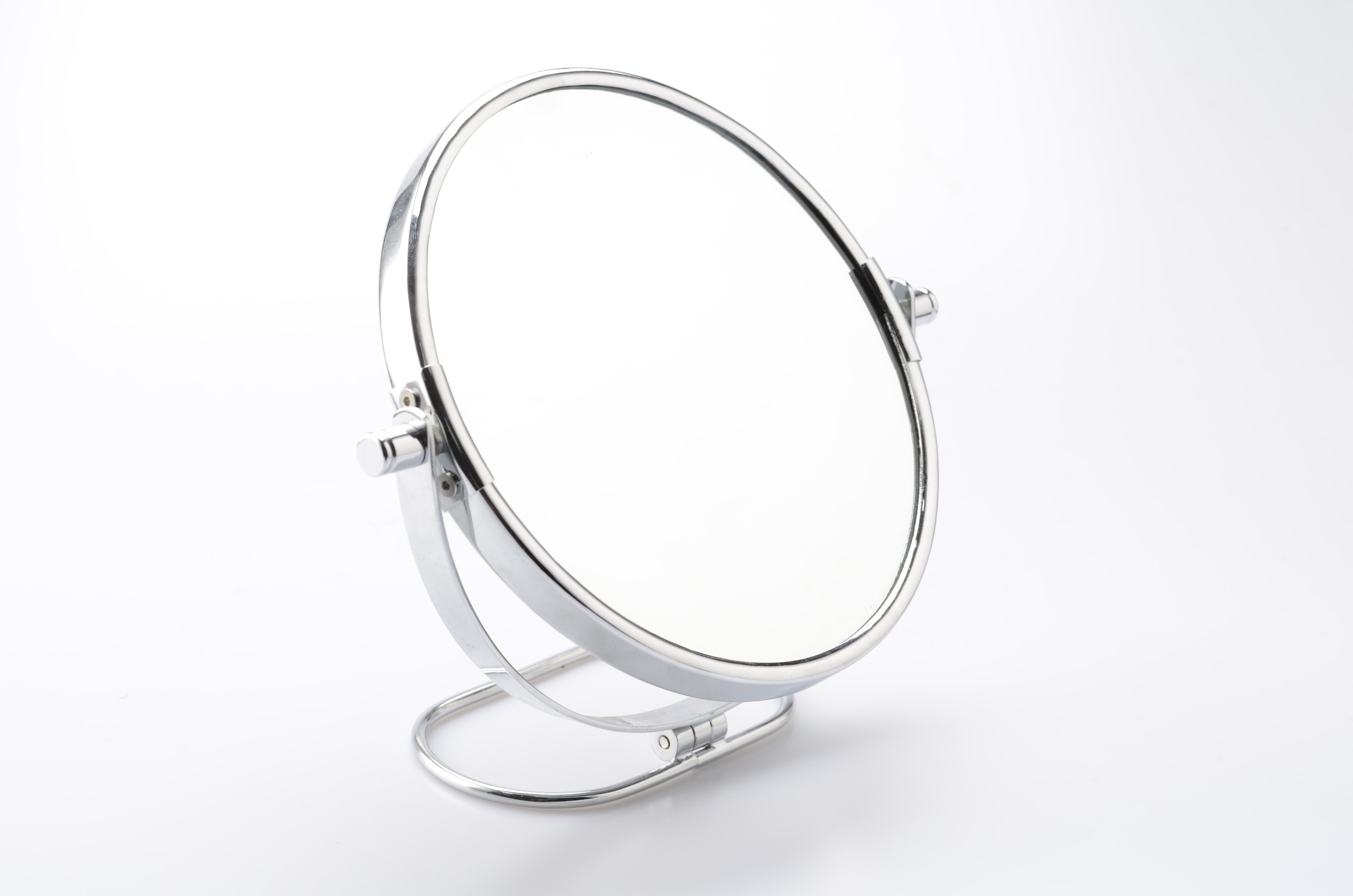 厂家供应 勤好圆形金属镜框台镜 电镀铬促销礼品展柜专配LOGO