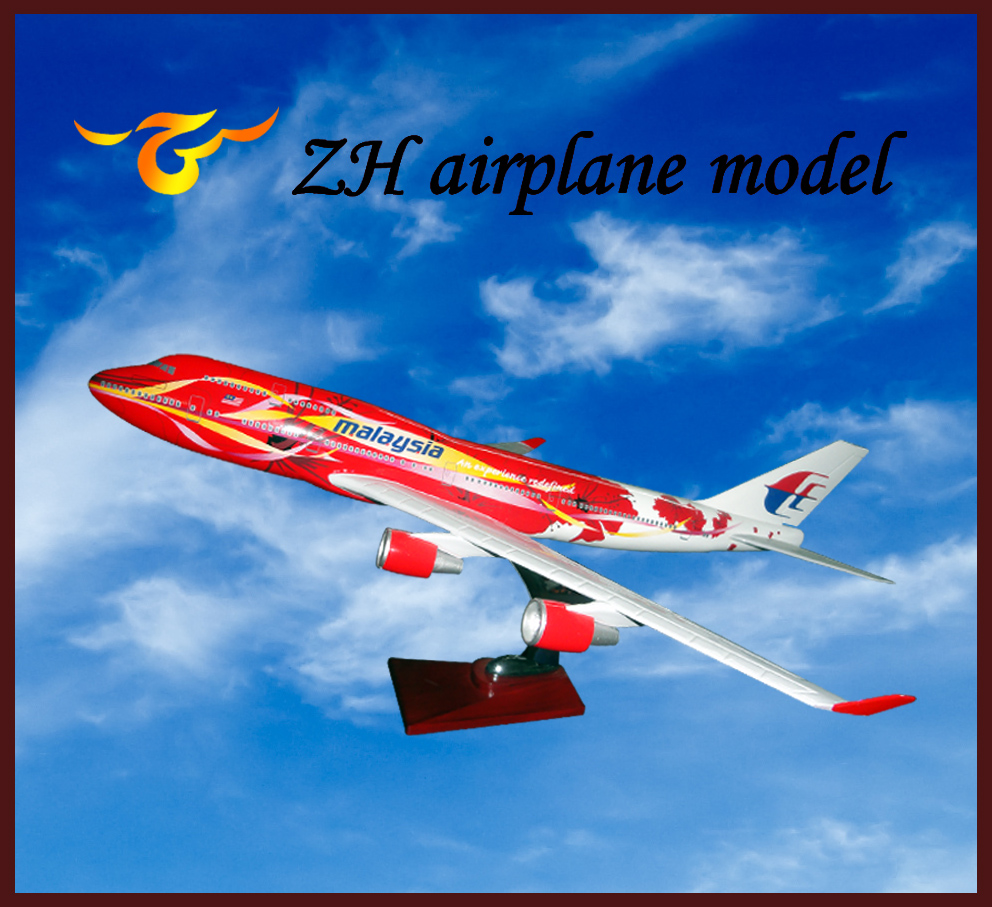 波音747马来西亚大红花飞机模型 塑料材质  工艺礼品 厂家直销 仿真静态航模 波音747马来西亚大红花飞机模型
