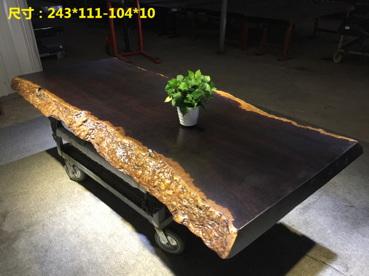 有家木业 工厂直销黑檀实木大板办公桌花梨木红木大班台原木会议桌 非洲黑檀大板桌