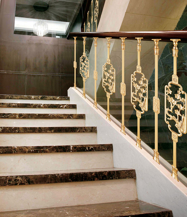 铜楼梯 广东铜楼梯镀金铜楼梯镀金铝楼梯铝护栏别墅铜楼梯