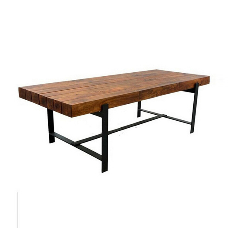 餐厅家具定做美式铁艺实木餐桌 简约复古原木酒吧咖啡厅奶茶桌椅组合 长桌子