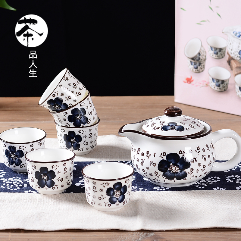 陶瓷茶具套装 日式釉下彩手绘图片