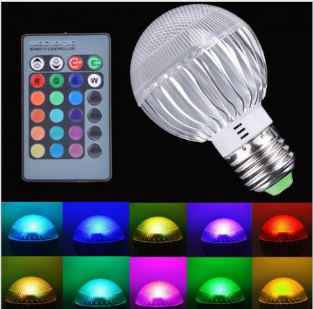 厂家直销LED RGB球泡灯 遥控3W七彩变色灯泡 led七彩变色球泡 led 球泡