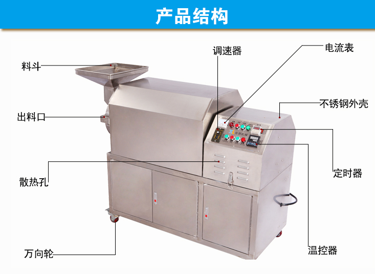 全自动不锈钢炒货机花生炒料机广东旭朗厂家板栗炒货机