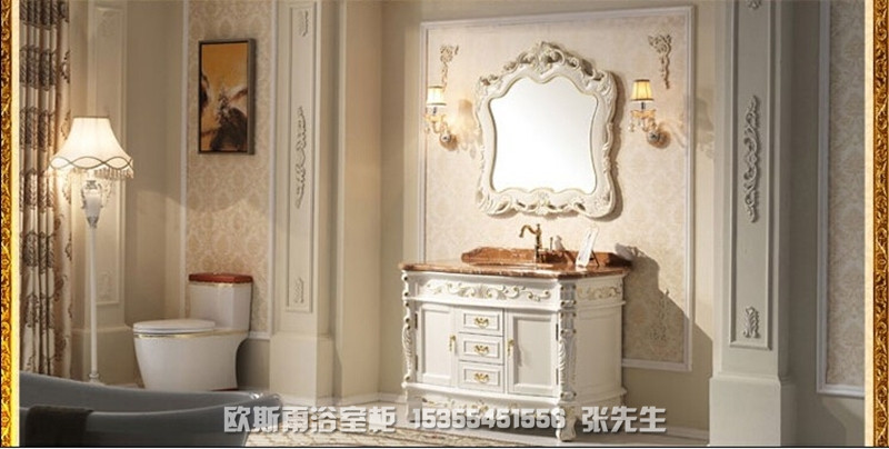 杭州欧斯雨欧式浴室柜洗浴柜橡木天然大理石台面颜色任选 厂家直销图片