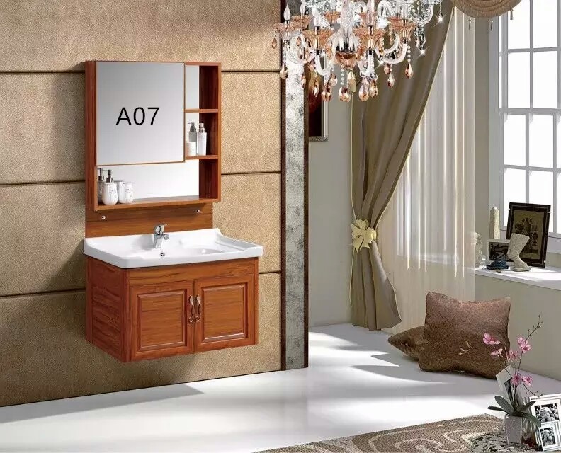 卫浴卧室柜组合面盆侧镜柜洗脸手盆陶瓷橡木加厚欧美式挂墙 橡木浴室柜