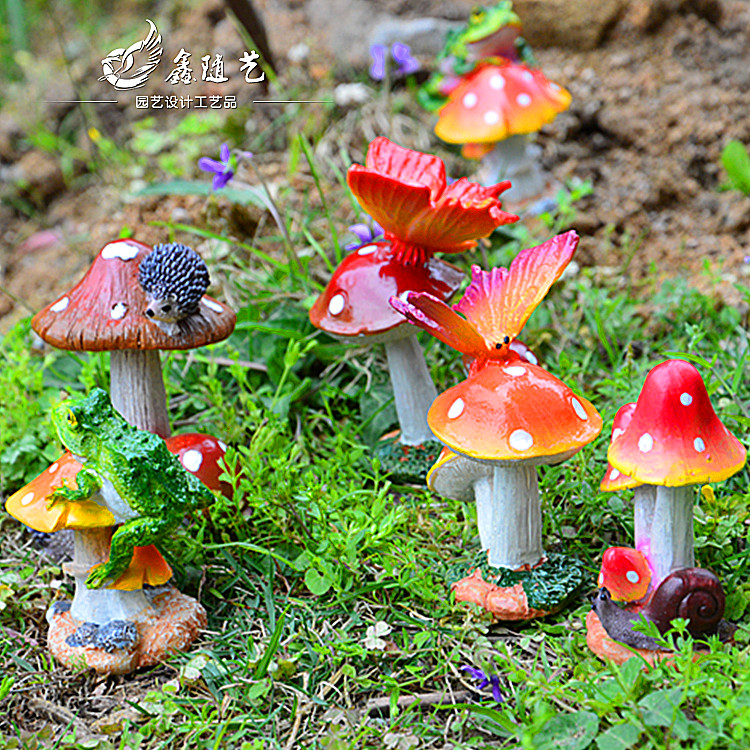 仿真动物小蘑菇摆件微景观工艺小摆件盆景装饰品