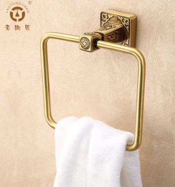 挂件五金卫浴毛巾环全铜方形复古高端浴室套装简约时尚欧式仿古款图片