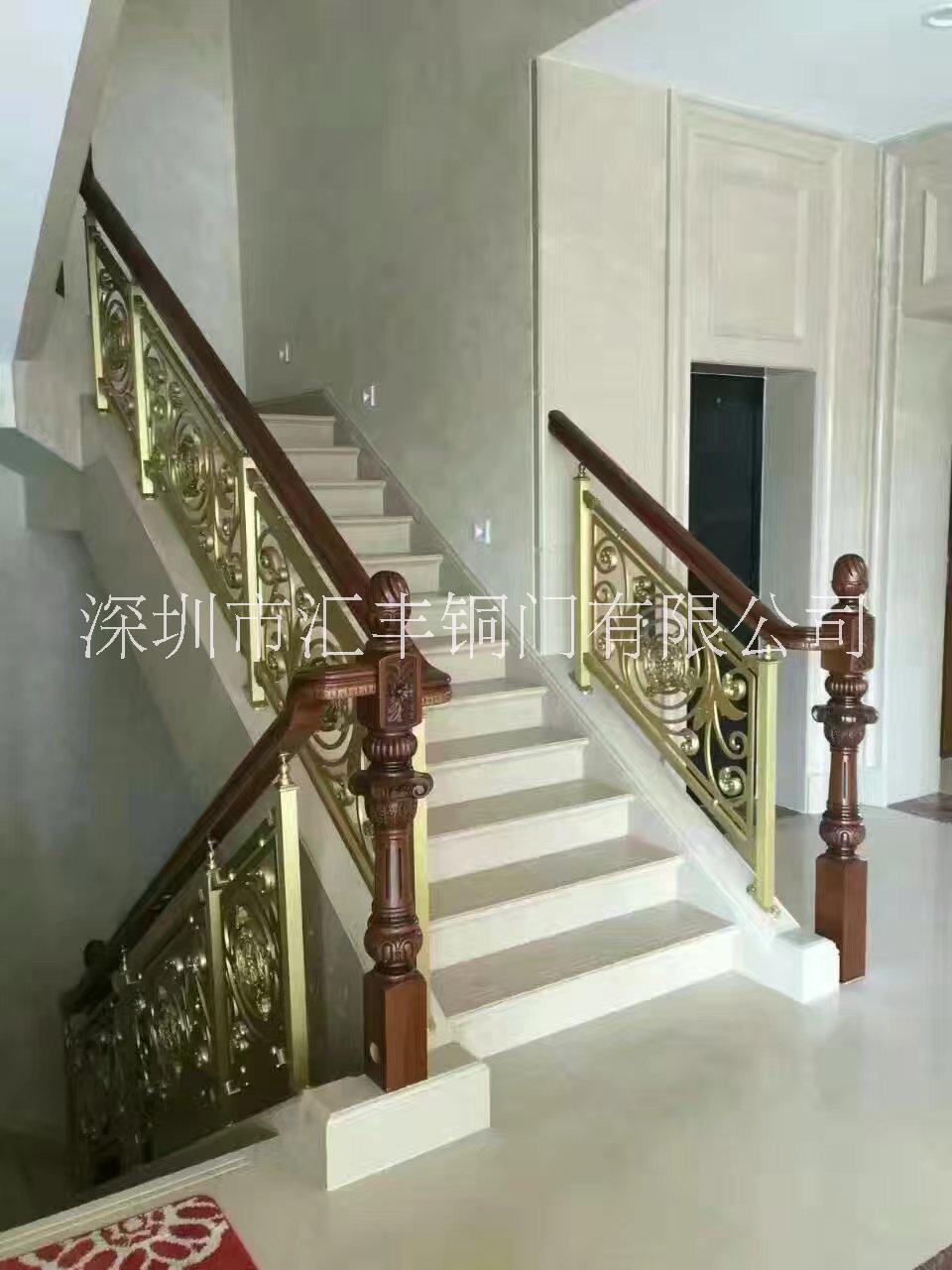 酒店别墅楼梯扶手欧式围栏红青古铜铝镁合金纯铜雕花镂空护栏栏杆图片
