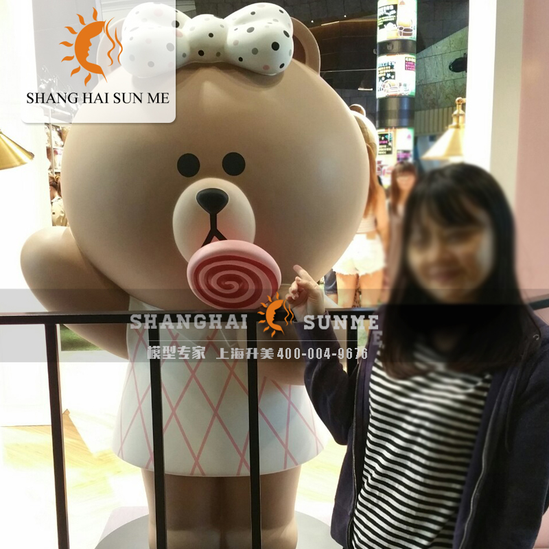 模型专家【上海升美】玻璃钢雕塑布朗熊与可妮兔雕塑仿真动物模型摆件定制图片